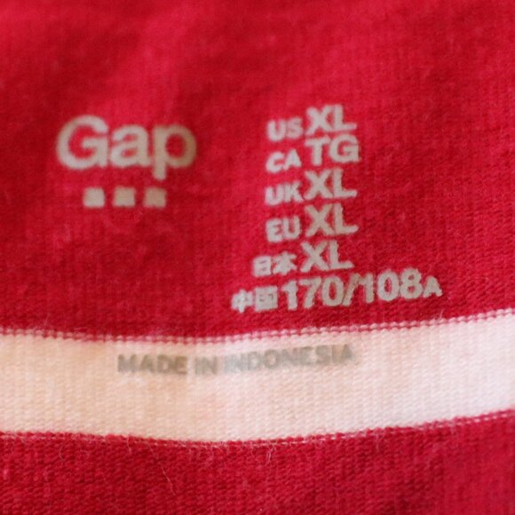 Gap Red/White Striped Casual Top Size XL - Picture 2 of 9